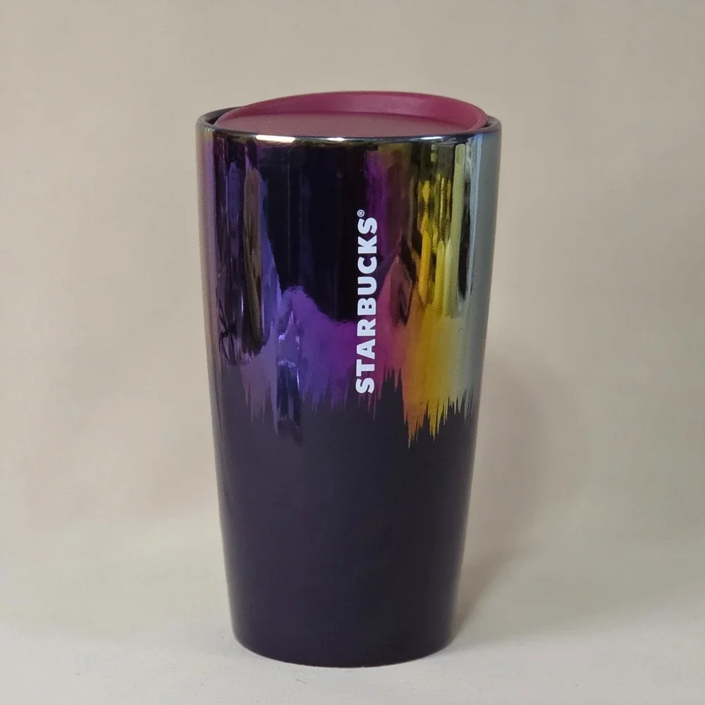 Starbucks 2020 Aurora Rainbow Oil Slick Iridescent 12oz Ceramic Tumbler
